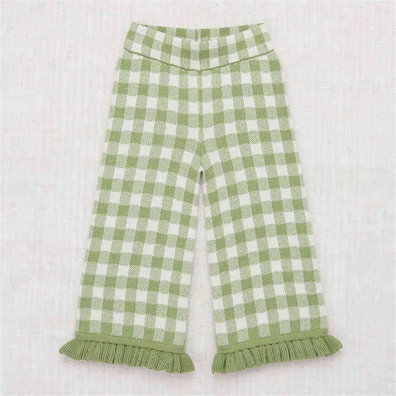 EnkeliBB Super Fashion Girls Summer Sling Vest and Pants Cute Green Plaid Knit Tops and Pants Outfits Misha Puff Baby Girl Sets AA8241634