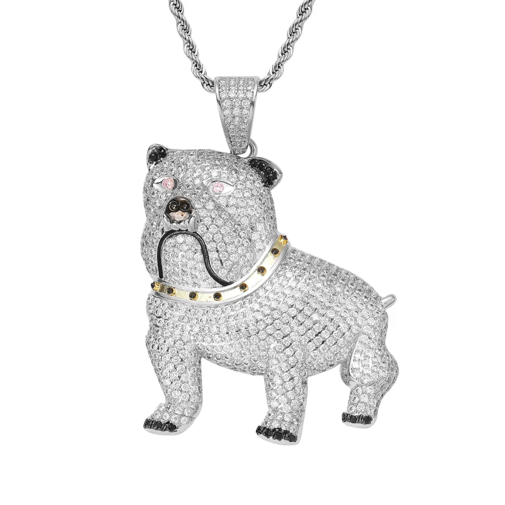 Bulldog Pendant Hip Hop Collier Micro Pave CZ Zircon avec chaîne 18kt Gold plaqué bijoux de bijoux accessoires d'anniversaire cadeau 4468044