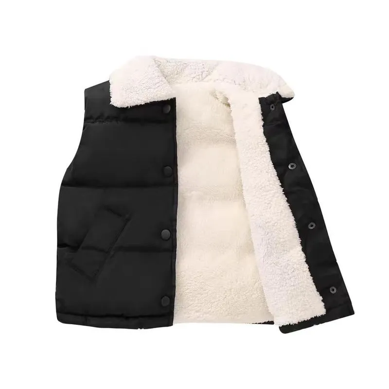 Waistcoat humor björn barn Vest Autumn Winter Sleeveless V-ringen fast avslappnad baby sammet varma barnrockar a220826