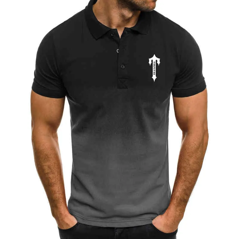 2022 Trapstar London Print Custom Gradient Kolor Man Lapel krótki rękaw T Shirt Cotton Casual Men T-Shirt Polo
