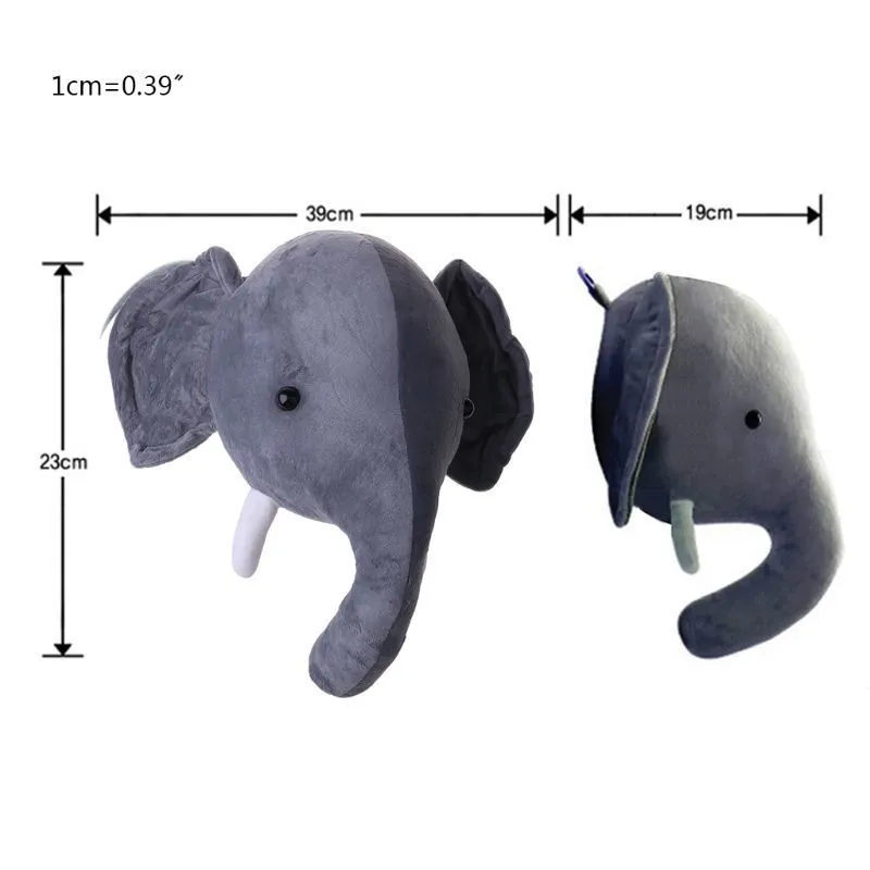 Leuke olifant konijn herten pluche gevulde poppen muurbevestiging dierenhoofd voor kinderkamer kleuterschool decoratief speelgoed 220407