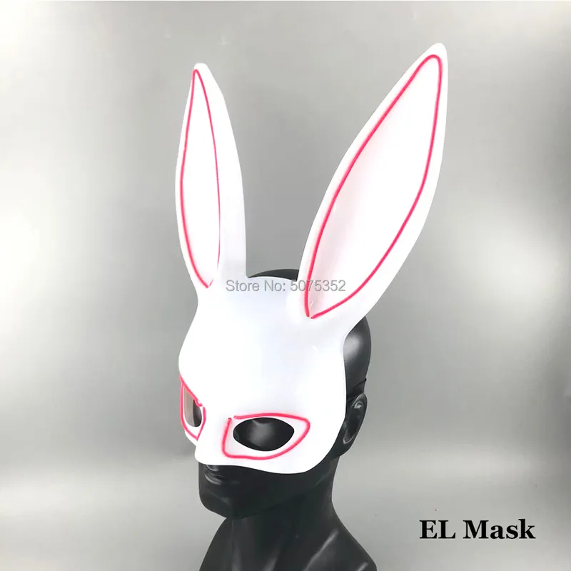 Carnival El Wire Bunny Mask Masca Masquerade Led Rabbit Club nocturno Femenino para la fiesta de bodas de cumpleaños 2207152497192