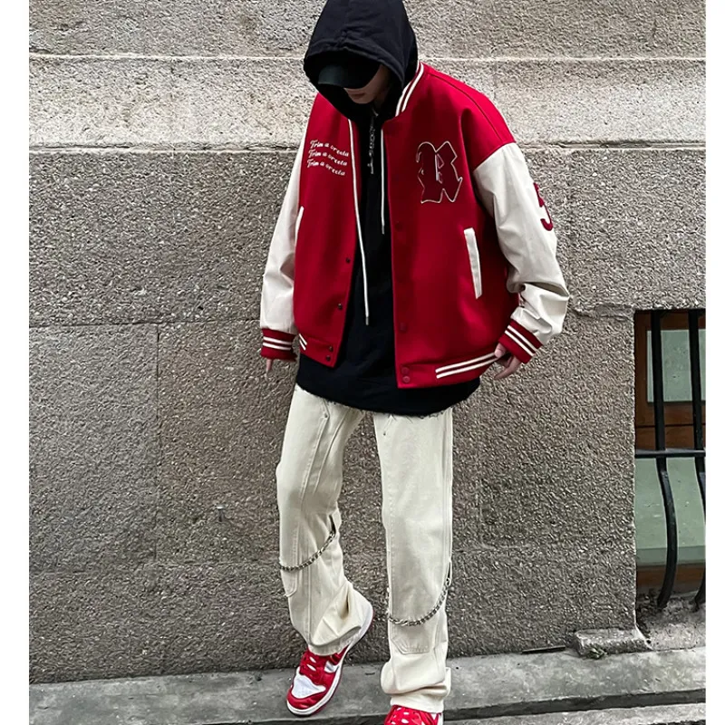 Mode retro alfabet borduurwerk honkbaljack mannen ins hiphop hiphop paar jas American trend street harajuku stijl 220816