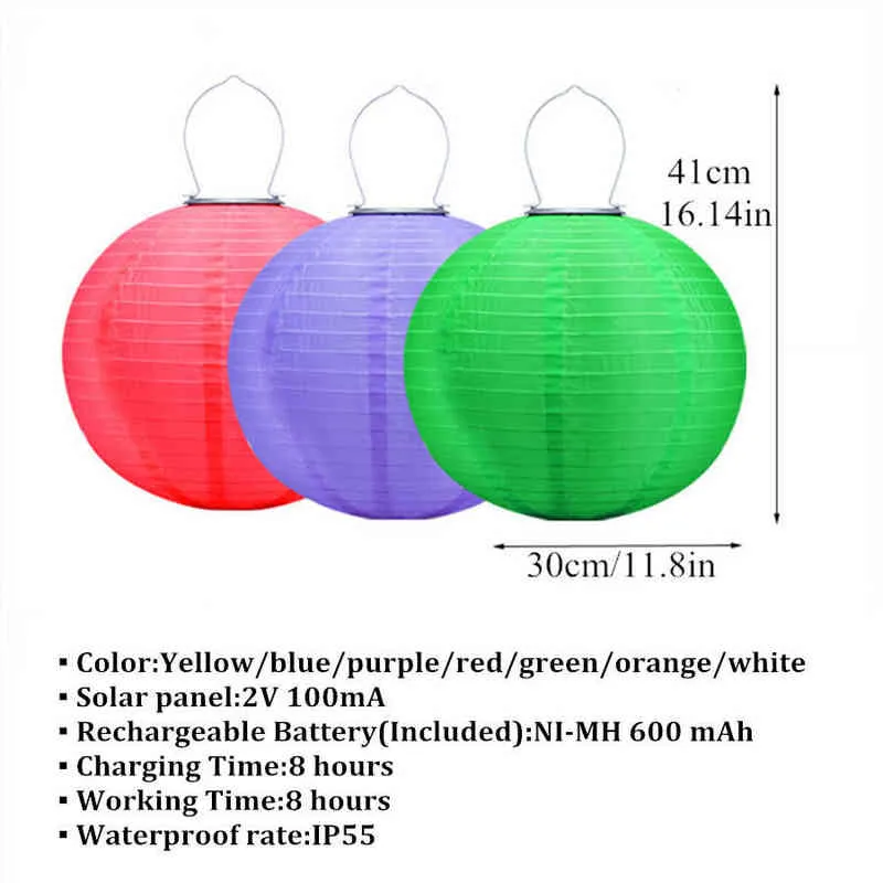 Garden Lantern Outdoor Solar Lights Garden Decoration Outdoor Solar Lamp Festival Hanging Chinese Lantern Wedding Decor J220531