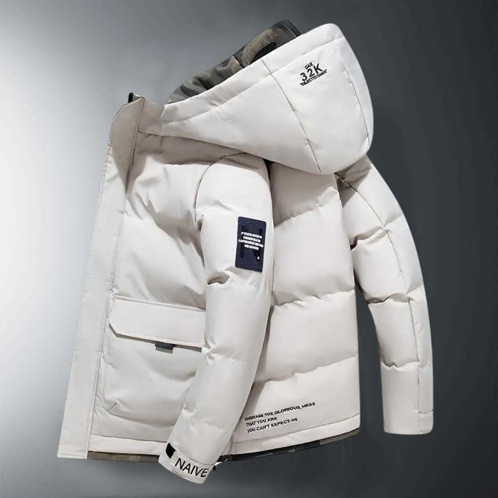 メンズジャケットメンジャケット厚い綿パッド入り温かいフラップポケットオーバーコート秋のフーディーコートストリートウェア衣類Y2302