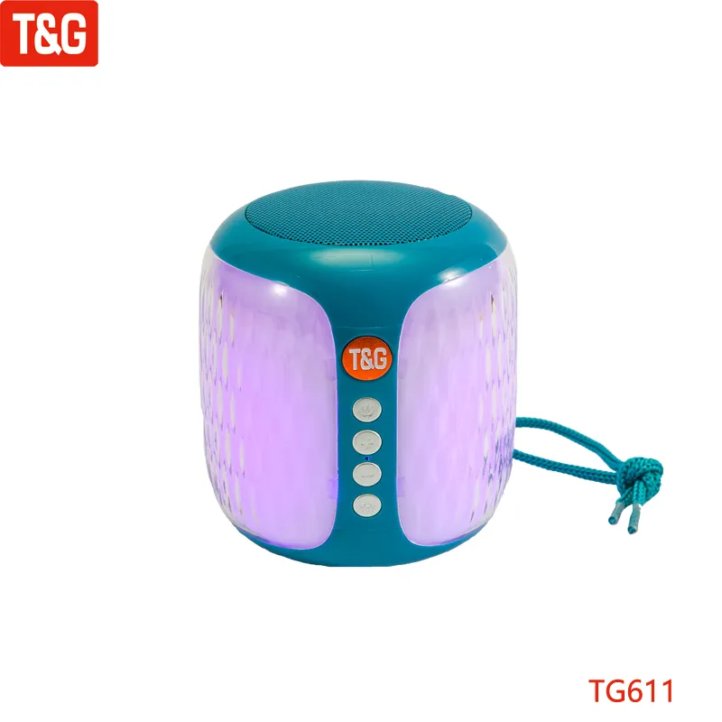TG611 Mini altoparlante portatile Colonna Bluetooth Altoparlanti impermeabili wireless Subwoofer Altoparlante basso esterno con luce LED