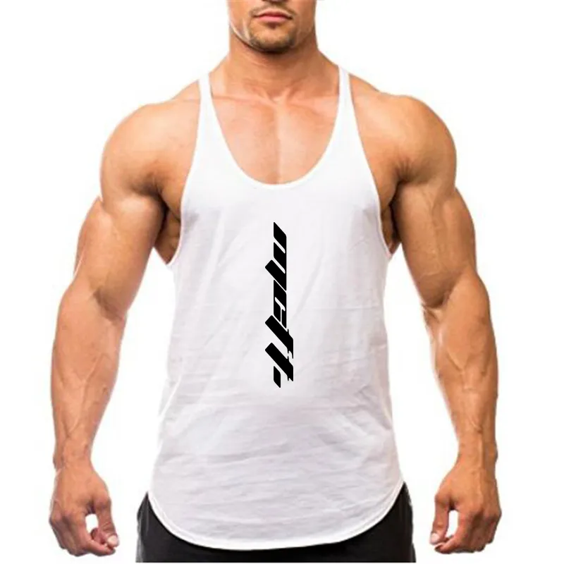 Custom Bodybuilding Stringer Tank Top Men Cotton Gym Sleeveless shirt Men Fitness Vest y back Singlet Sportswear Workout tanktop