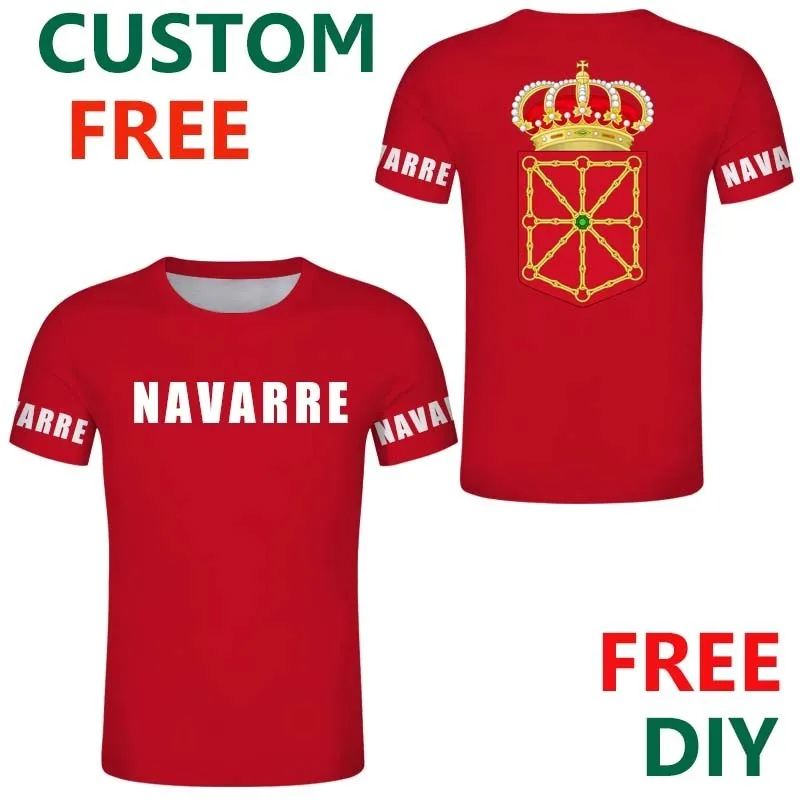 Navarre Autonomous Region Flag TシャツスペインスペインスペインのNafarroa Red Tシャツ男性のためのカスタムナバラ名Tシャツ服2206​​09