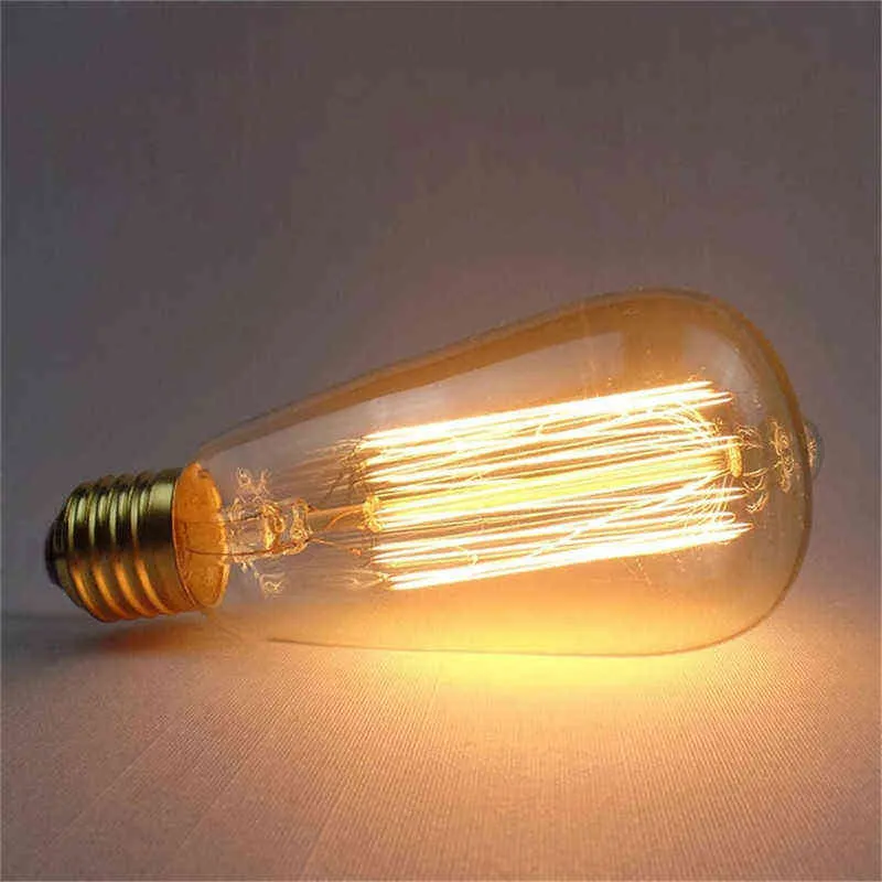 Vintage Edison Bulb E27 Retro Lamp ST64 Incandescent Bulb 220v Light Bulb 40w 60w Filament Warm White Lightbulbs H220428