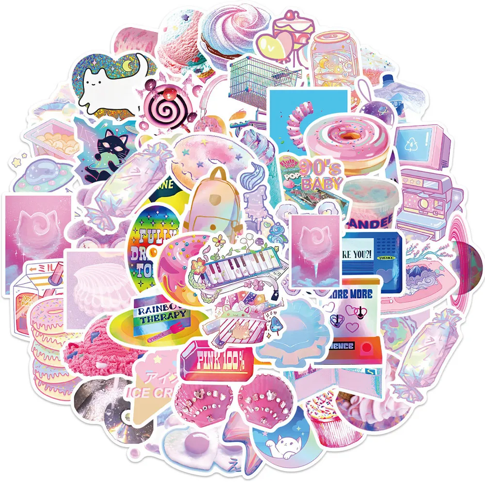 Impermeabile 10/30/Cute Pink Style Girl Adesivi estetici Cartoon Decalcomanie Giocattolo bambini DIY Laptop Phone Scrapbook Diary Graffiti Sticker Car sticker