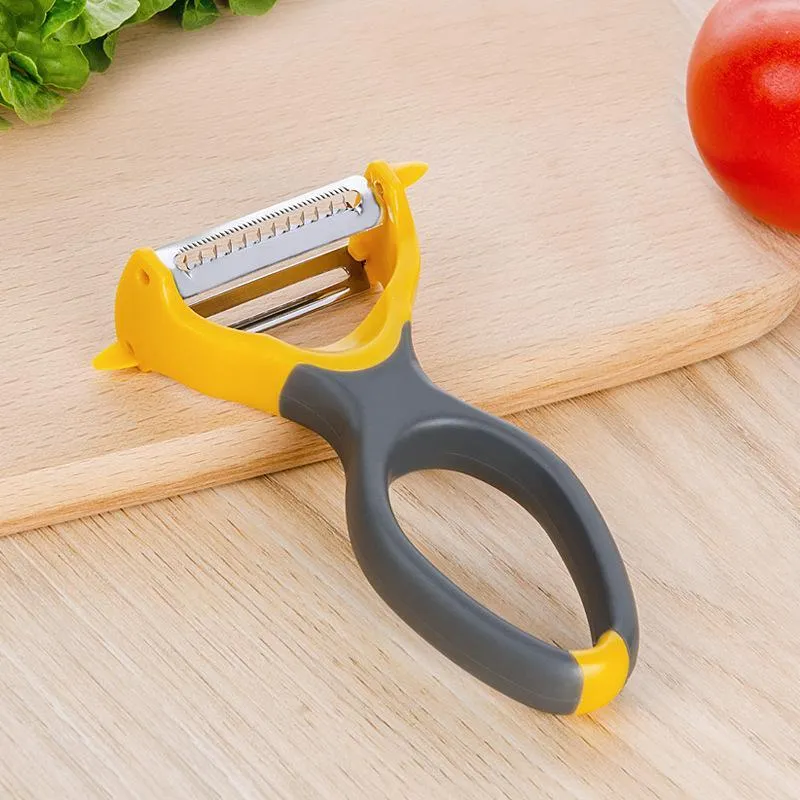 Fruktgrönsakskalare Multifunktion Tool Potato Apple Grater Rostfritt stål 2 Blad Slicer Cutter Tool för kök