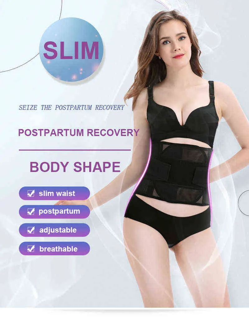 Ceinture de ventre post-partum Bande de ventre Gaine Body Modeling Ceinture Slim Taille Formateur Femmes Enceintes Bandage Réparation Wrap Body Shaper L220802