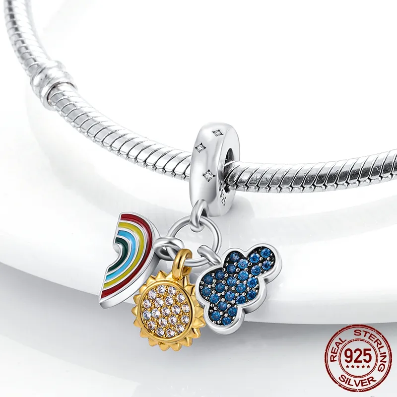 925 Argent Fit Pandora Charme 925 Bracelet En Argent Sterling Océan Voyage Cactus Dangle ensemble de breloques Pendentif DIY Fine Perles Bijoux