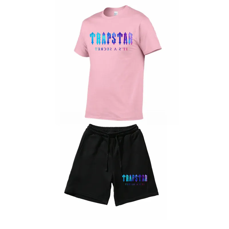Summer TRAPSTAR Men's Clothing T-Shirt Tracksuit Harajuku Tops Tee Funny Hip Hop Color T Shirt Beach Casual Shorts Set 220609