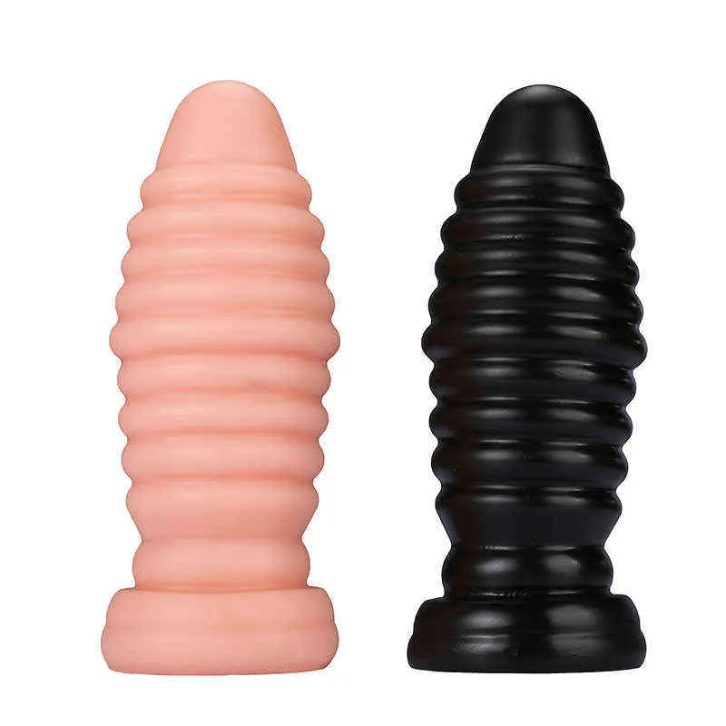 Nxy Anal Toys 3 Sizes Thick Screw Penis Plug Masturbation Anus Expander Sucker Simulation Soft Flesh Dildo Prostate Massage Adult Product 220420