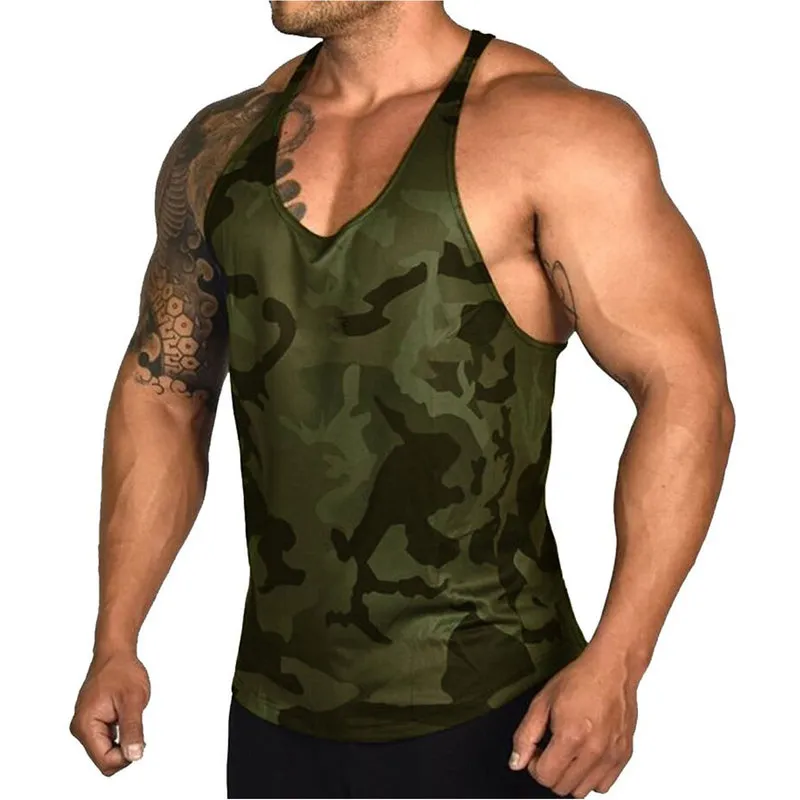 Mens Gym Tank Tops Shirts Mode Kleurblok Print Mannelijke Bodybuilding Running Sport Comfortabel Vest Fitness Ondershirt Tops 220527