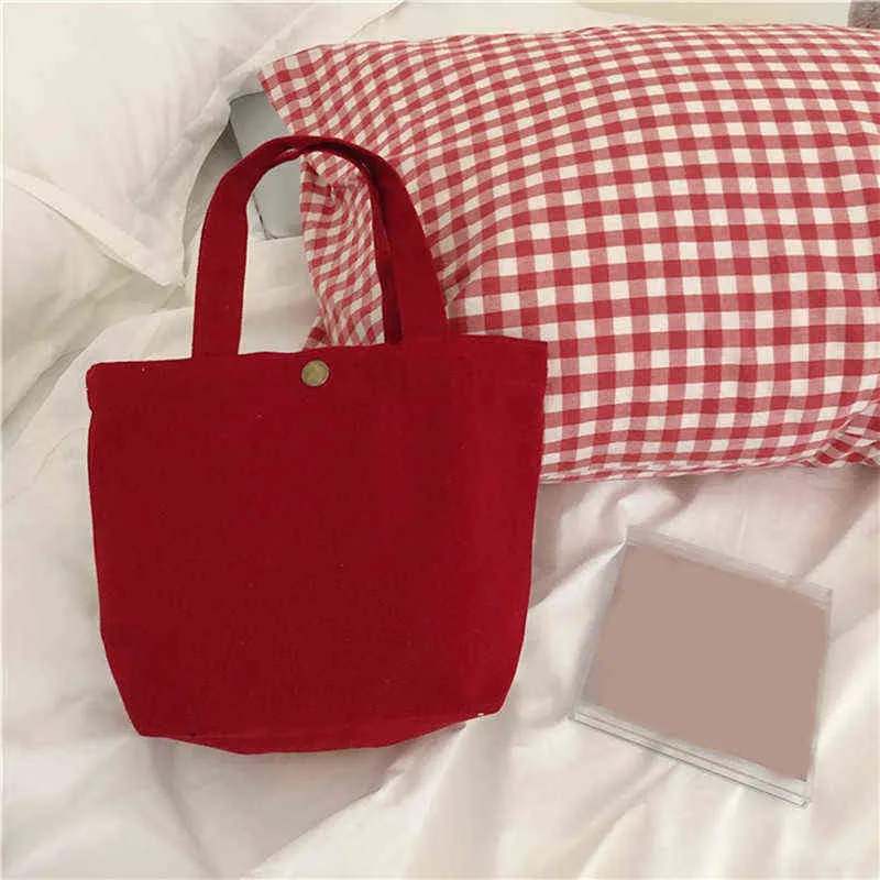 Nowe torby na zewnątrz do piknikowych cukierków kolorowe płótno torba na lunch torba jedzenie moda przenośna mała torba na lunch z miedzianą klamrą Y220524