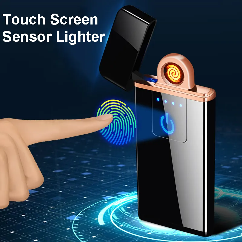 Ultradunne USB-lichter opladen touchscreen sensor lichtere winddichte flameless lichtgewicht sigaretten sigaaraansteker