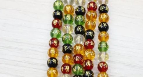 10 mm circa 38Bead/PC Crystal Buddha Ciondoli BUDDHA perle nere di colore nero con intaglio Drago d'oro cinese Bracciale perle fai -da -te gioielli SDREJ