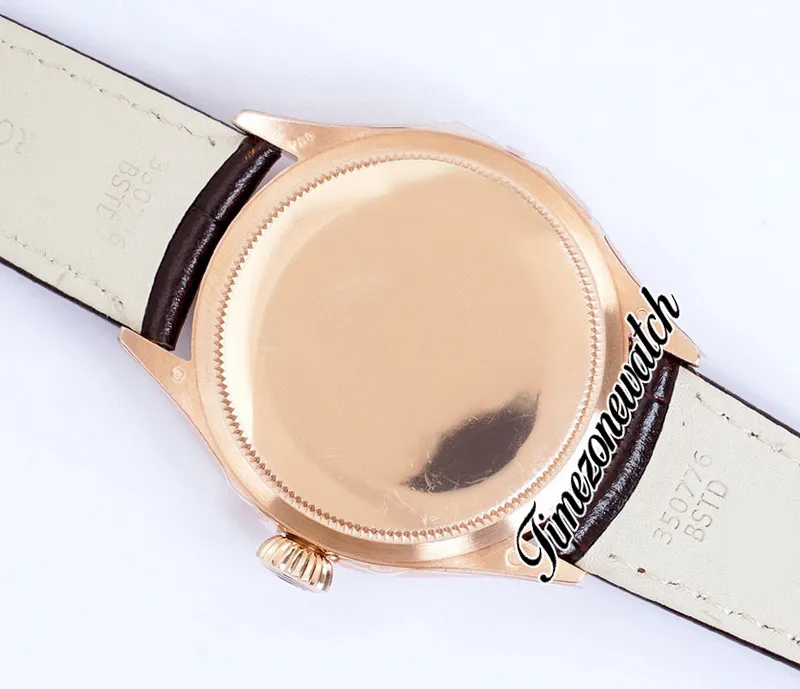 EWF CELLINI MOUNPHASE 50535 A3195 Automatyczna męska zegarek Rose Gold White Dial Real meteoryt brązowy skórzany super edycja ta sama seria286U