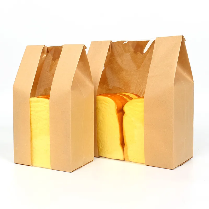 Stobag Papier Kraft avec fenêtre Sacs d'emballage à pain de fenêtre Breaking Breat Breat Fourting Party Toast Clean Célébrez 220427