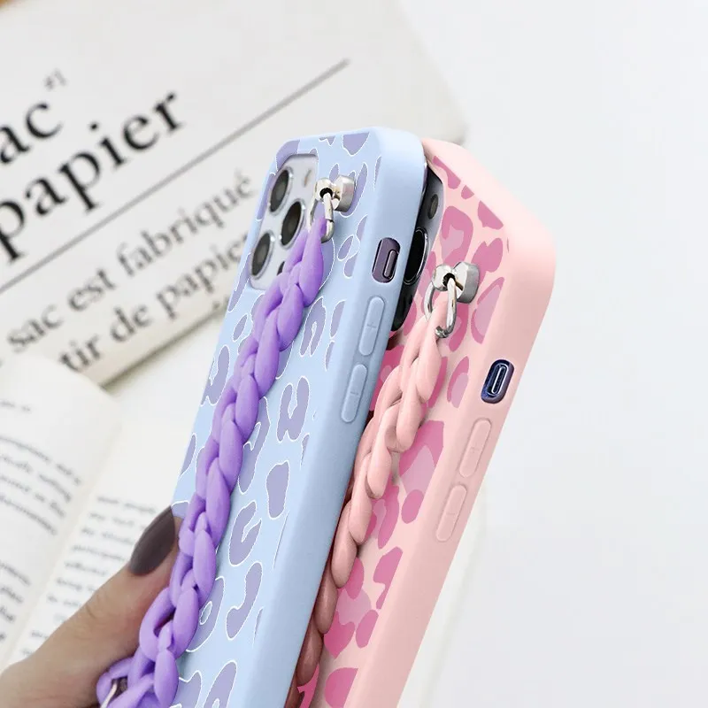 Leopard Print Cases For Xiaomi Poco X3 F3 M3 Mi 10T 11T 11 Redmi Note 9 9S 10 10S 8 8T 7 9T 11S 5 Pro Max Lite 9C NFC Chain Coque