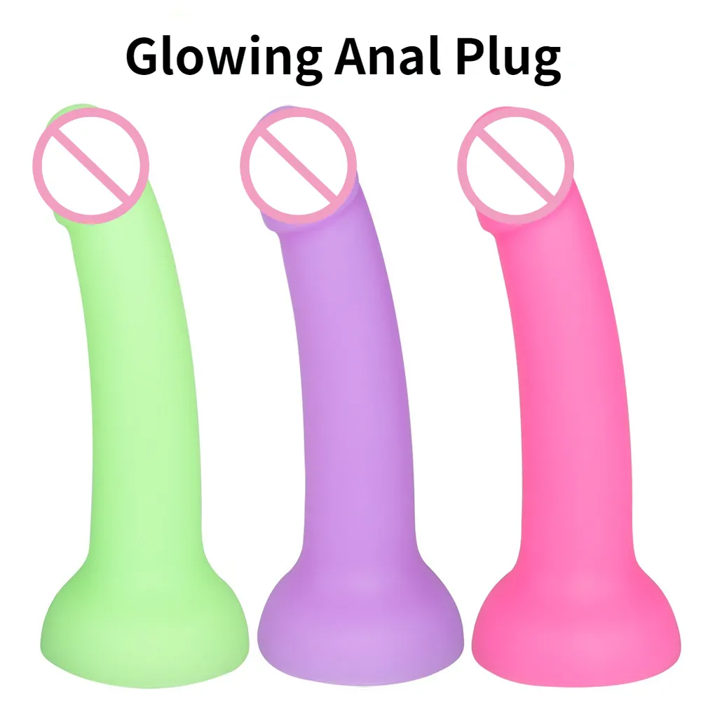 Silicone Luminous Anal Plug Dildo Butt sexy Toys For Women /Men Jelly Glow Dildos Masturbators Vaginal Adults Shop