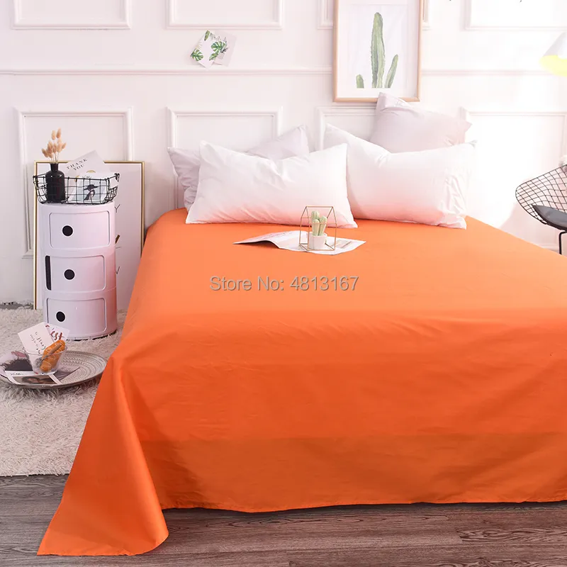 Egyptian Cotton Bed Sheet Flat Bedding Top Pure / Plain Colour Black White Gray Twin Full Queen King 220514