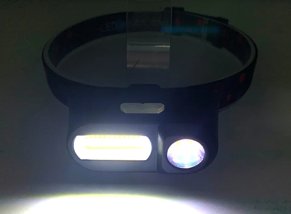 新しいセンサーヘッドライトXPE-COB LED調整可能な3モード18650バッテリーバッテリーQ5リチウムイオンポータブルミニキャンプと夜間乗馬ユンマイ
