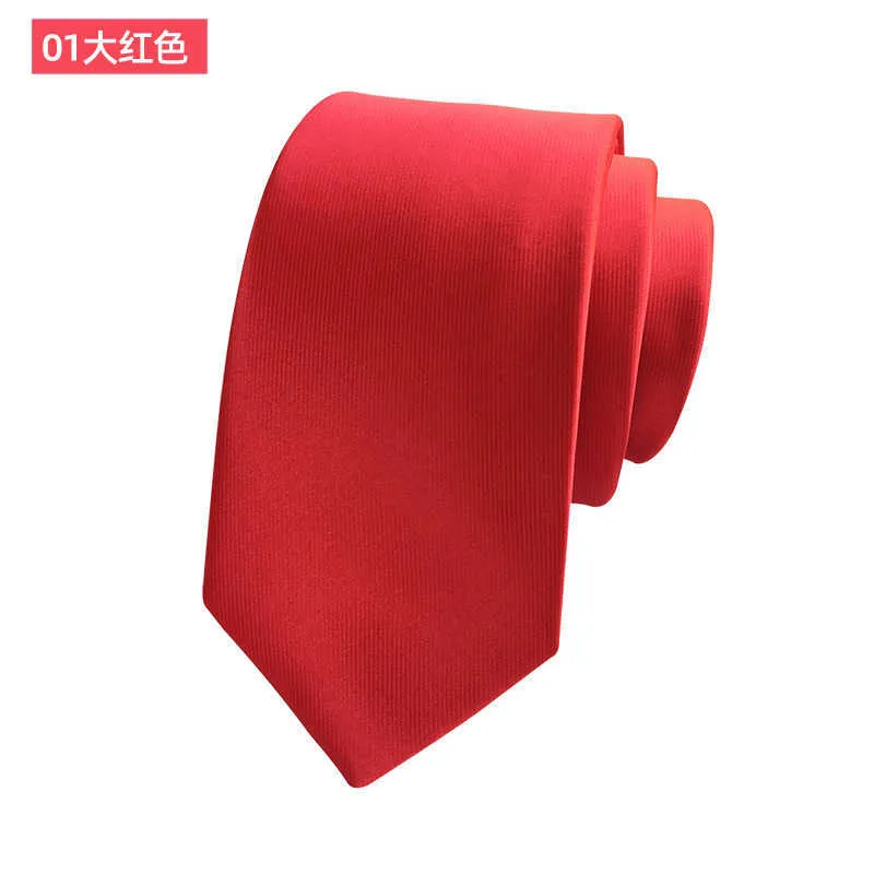 Män slips 2022 Ny solid färg Small Tie Men's Korean version 6cm tunn och smal version Formell klänning Business Wedding Trendy 316x
