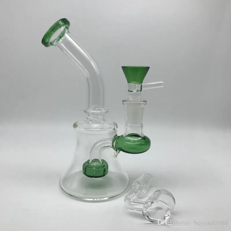 6 Inches Glass Bongs Oil Rigs With Free 4mm Quartz Banger Nail and Glass Bowls 14mm Female Heady Beaker Dab Rigs Water Pipes