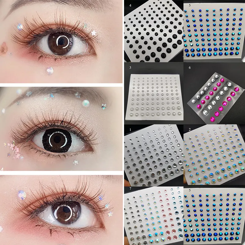 Kristal tattoo sticker glitter eyeliner wenkbrauw make -up gezicht ogen diamant tijdelijke tattoo rock steiger 3D eyeliner stickers dhl