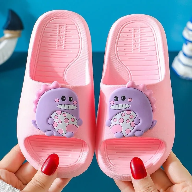 Cartoon dinosaurus slippers voor jongens meisjes zomer kinderen strandschoenen baby home badkamer zachte indoor flip flops kinderen sandalen 220621