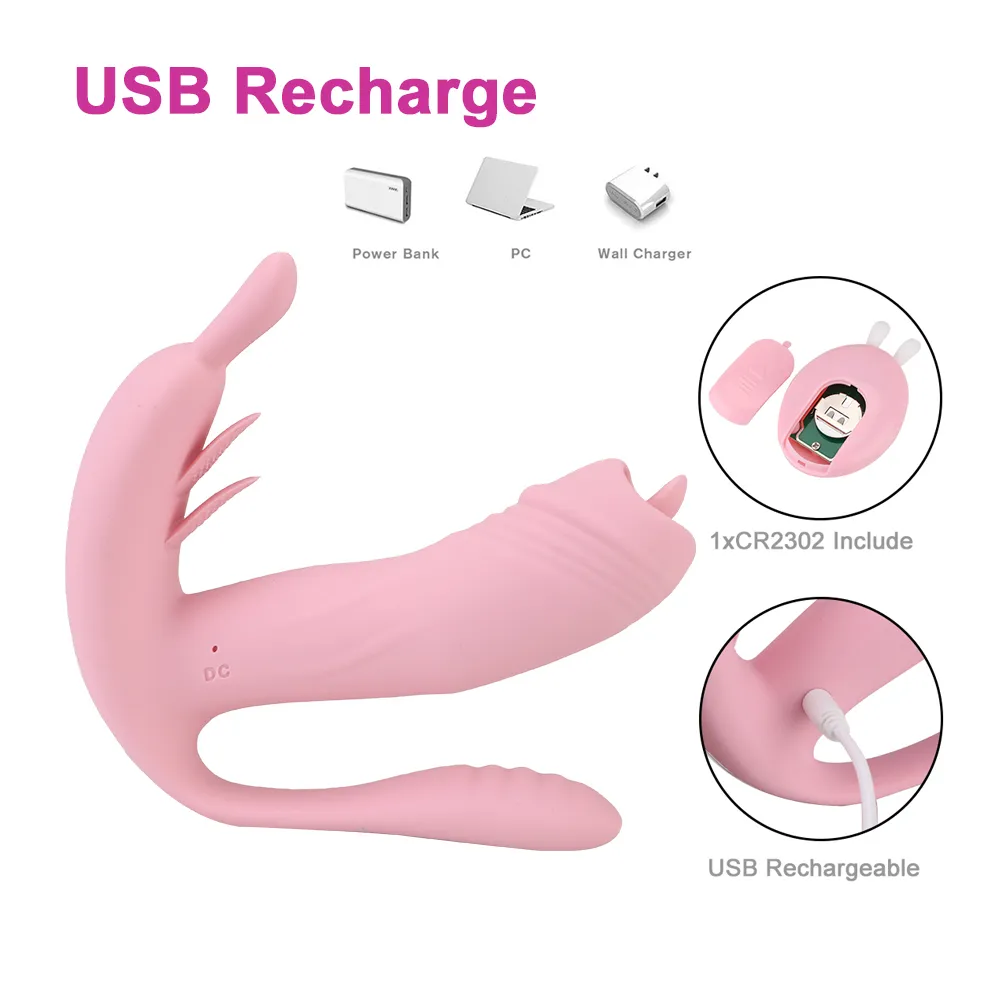 Kvinnlig Masturbator 3 i 1 Tongue Slicking Vibrator Anal Plug 12 Modes Clitoris Stimulator uppvärmda dildo Sexiga leksaker för kvinnor