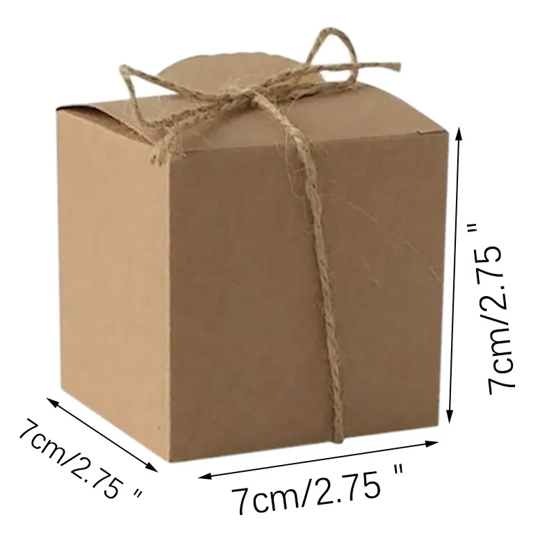 kwadratowy kraft papierowe pudełka ze słodyczami z tagiem kartonowym przyjęcie weselne Favor Prezenty z Rope Baby Shower Birthday Decor 220427