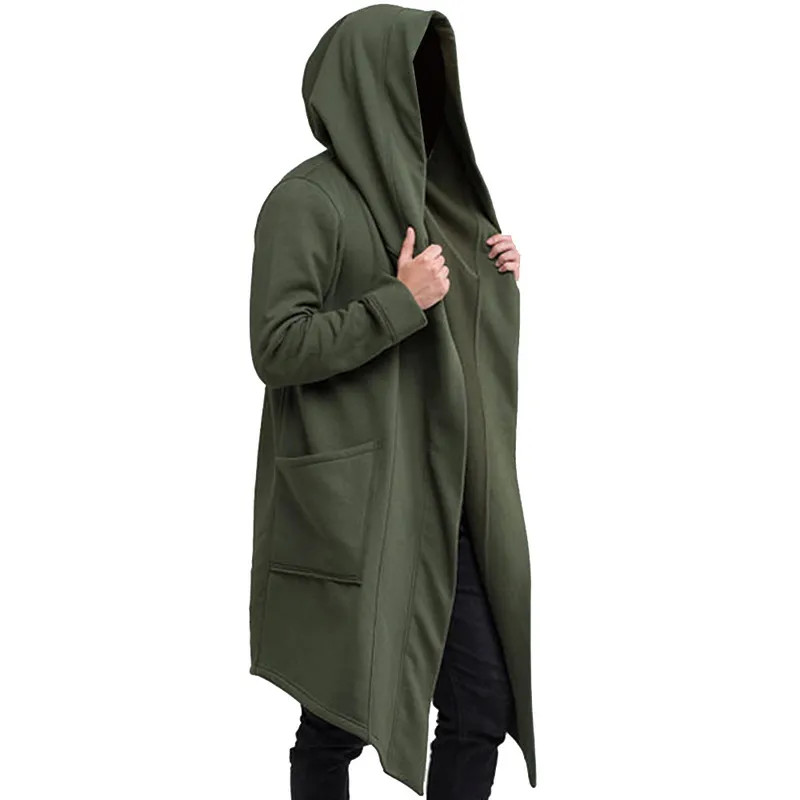 Mens Robe Hooded Cloak Spring Fashion Loose Pocket Warmer Coat Långärmad avslappnad Comfy Outwear 220805