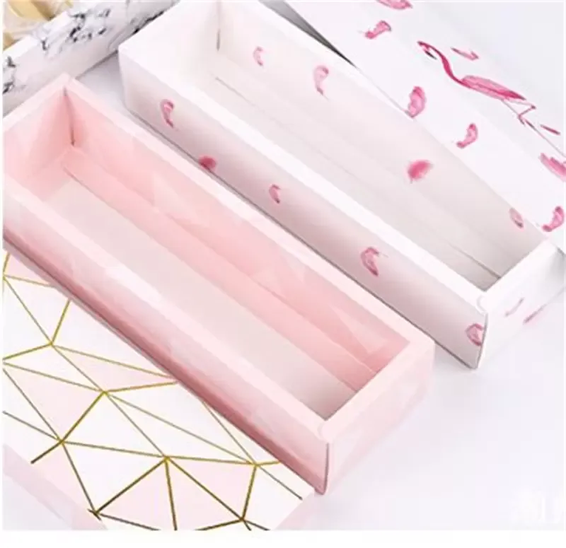 Flamingo / Marmor / Fjädermönster Pappersförpackning Box Nougat Cookies Presentförpackning Bröllop Chokladkaka Bröd Paperboard Boxs Bes121