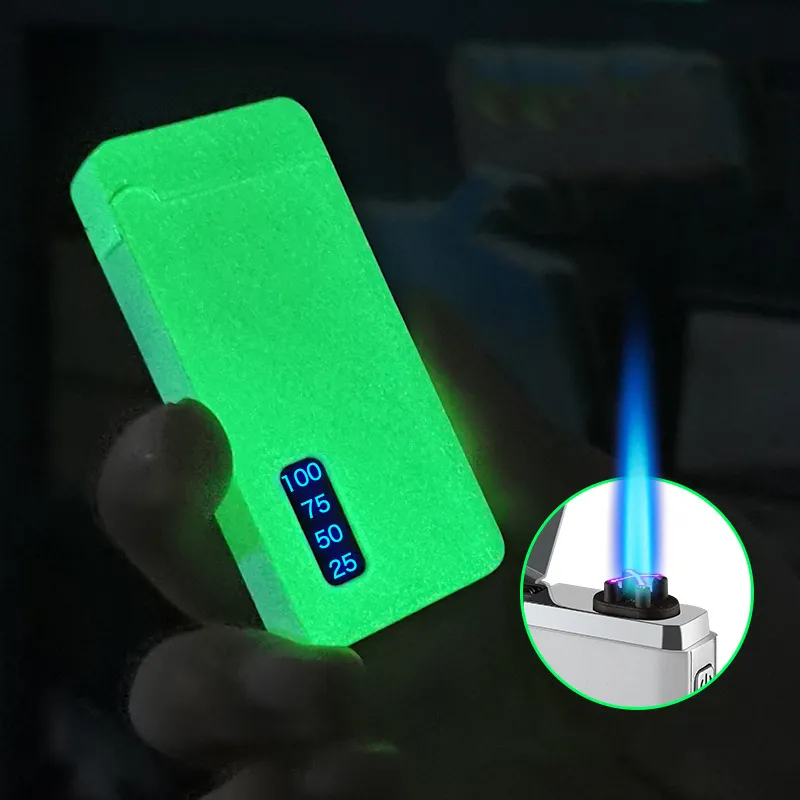 Newest Luminous Gas Lighters Jet Windproof Arc Plasma USB Chargeable Lighter Metal Torch Electric Butane Pipe Cigar Lighter Gift4393337