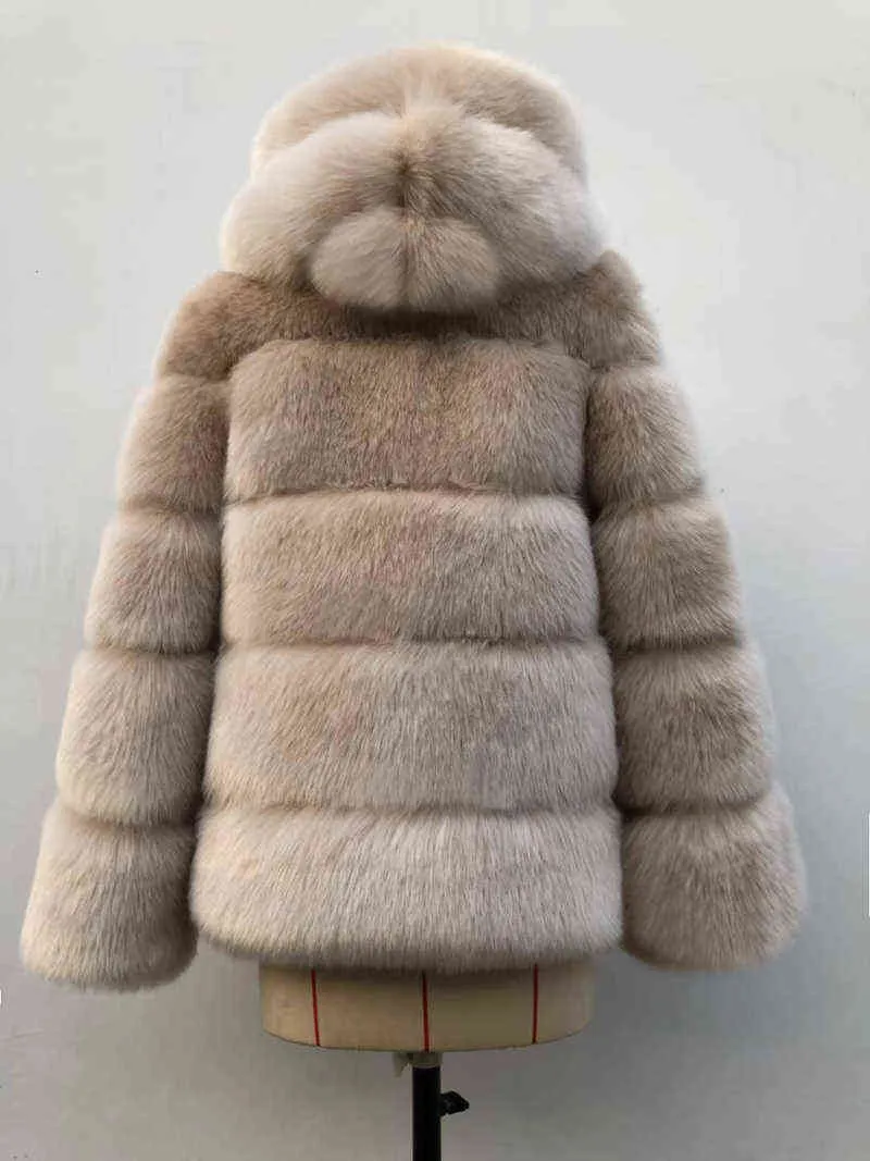 ZADORIN Winter Thick Warm Faux Fur Coat Women Furry Hooded Long Sleeve Faux Fur Jacket Luxury Winter Fur Coats bontjas T220716