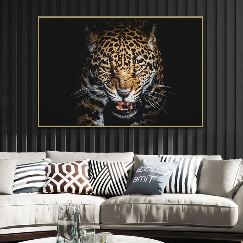 Svartvit Tiger Affisch HD Print Wild Animal Canvas Måla Leopard och Lion Bilder för vardagsrum Hem Inredning Väggmålning