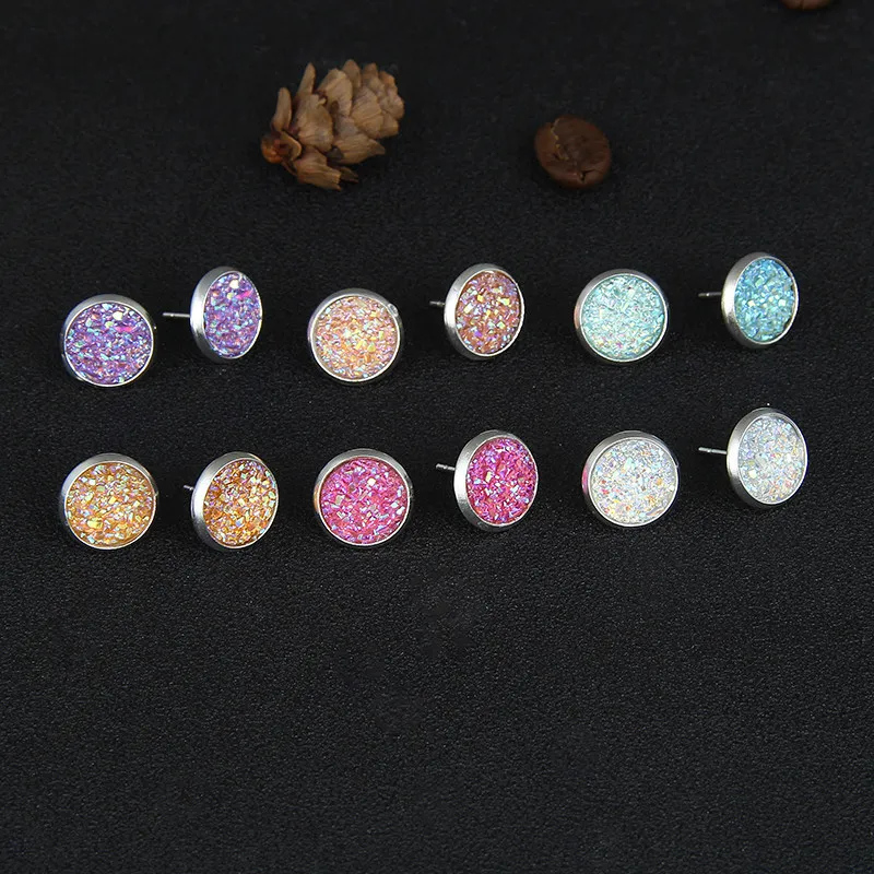 Fashion Colorful round Studs Combination One Card Women's Earrings Colorful Earring Set