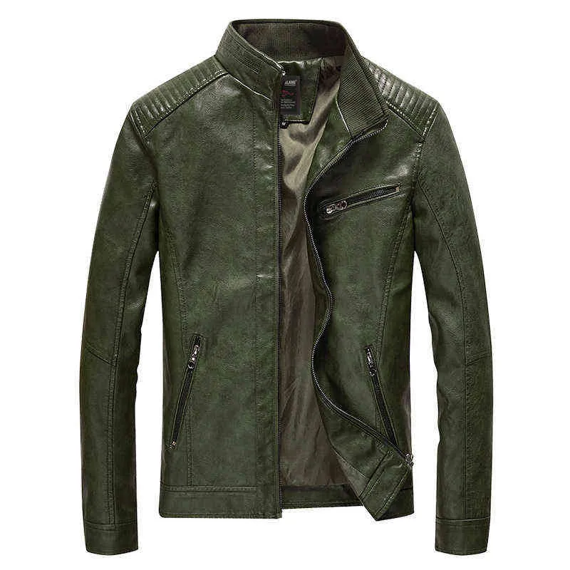 Popular men's spring and autumn new PU leather jacket men's jacket washed thin motorcycle leather jacket men clothing L220801