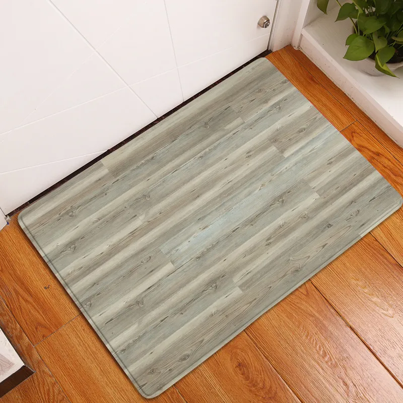 Tapis de salle de bain en planches de bois rétro, Texture rayée brune ancienne, tapis géométrique antidérapant, décor de sol en flanelle, tapis d'entrée de cuisine de bain 220504