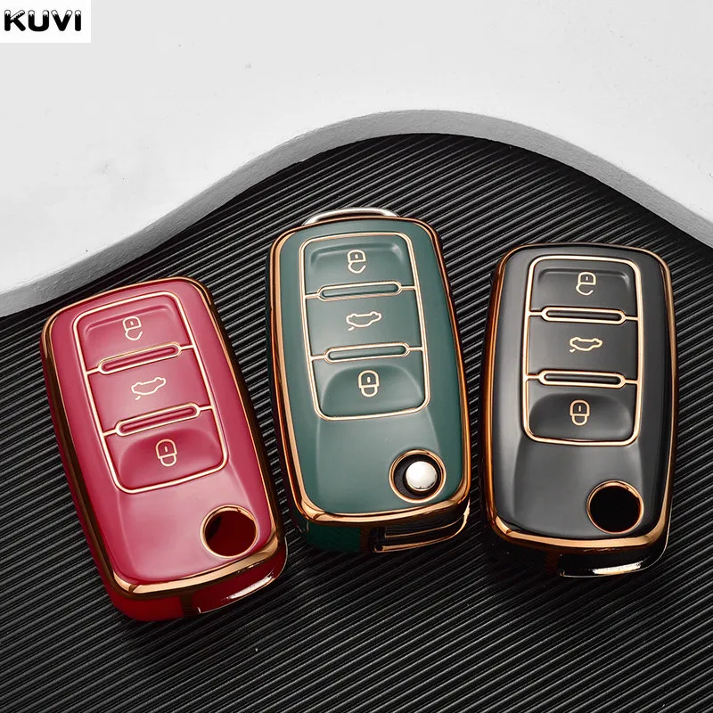 New TPU Car Key Case Capa FOB para VW Polo Tiguan Passat B5 B6 B7 Golf 4 5 6 Mk6 Jetta Lavida para Skoda Octavia9864525