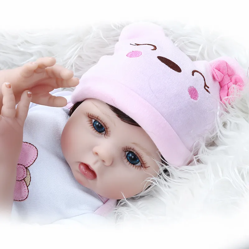 48 cm full body zachte siliconen herboren babymeisje pop in roze jurk flexibele touch knuffel geboren verjaardag cadeau 220505