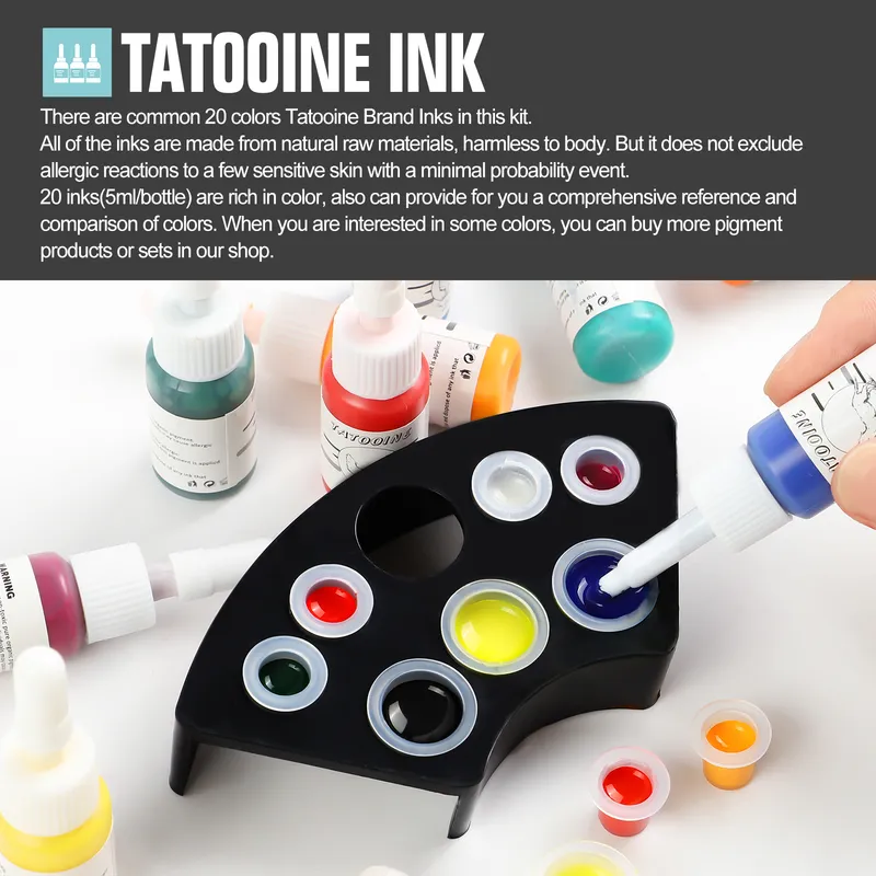 Kit tatuaggio Accessori tatuaggio Set principianti Alimentatore macchina ombreggiatura Con inchiostri Set tatuaggi pigmentati Strumenti body art 2207041989715
