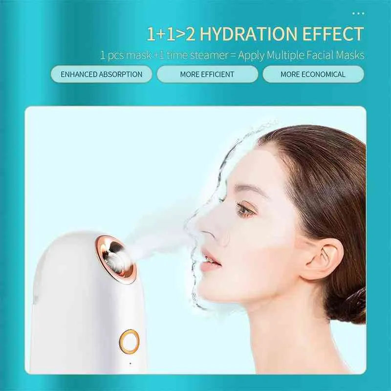 Gezicht stoomboot nano mist hete mist gezicht hydraterende luchtbevochtiger compress porie diep reinigingsmiddel thuiszorg spa moisturizer 220505