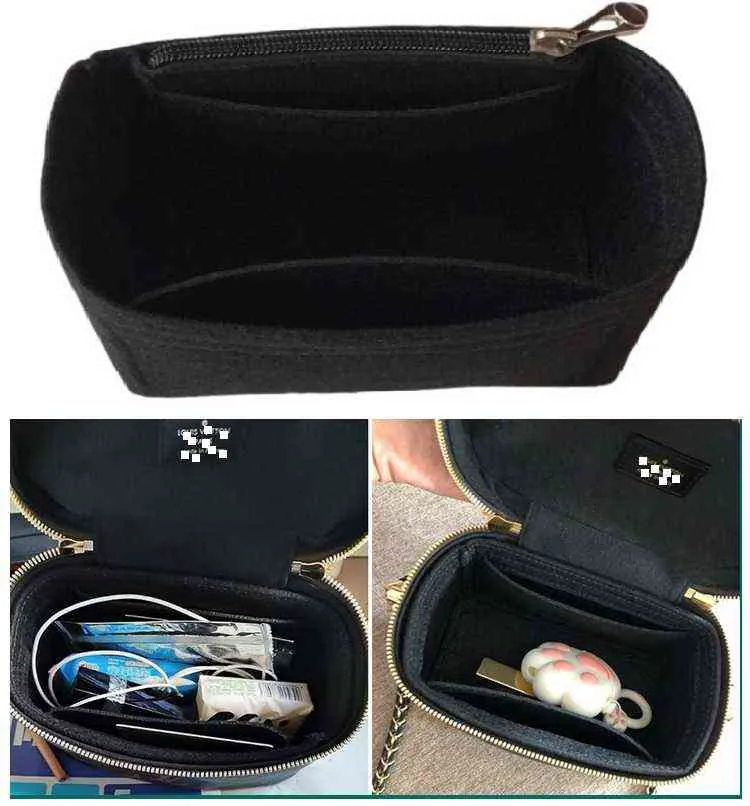 Fits for Vanity Pm Felt Cloth Insert Bag Organizer Makeup Handbag Organizer Travel Inner Purse Portable Cosmetic Bags 220721
