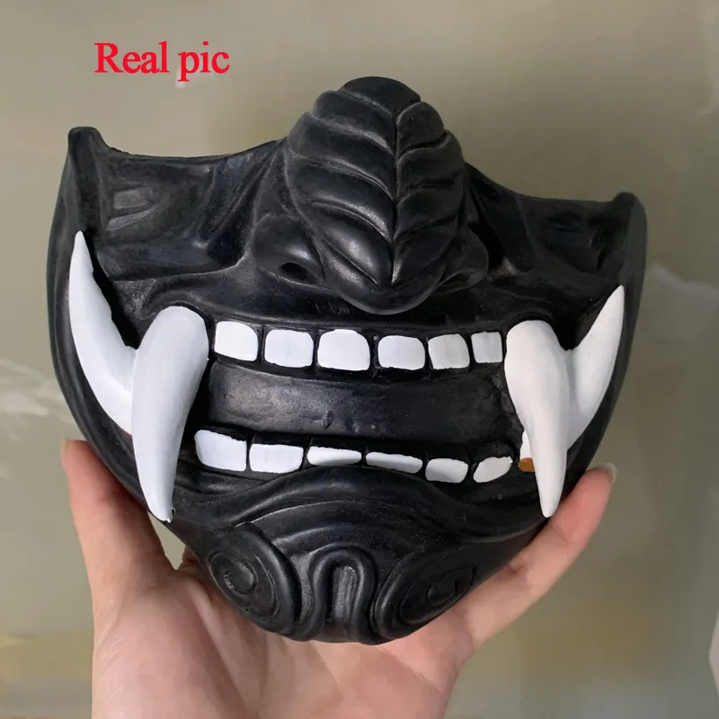 Mjuk latex vuxen unisex japansk prajna hanya noh kabuki demon oni samurai halv ansiktsmask halloween 220715