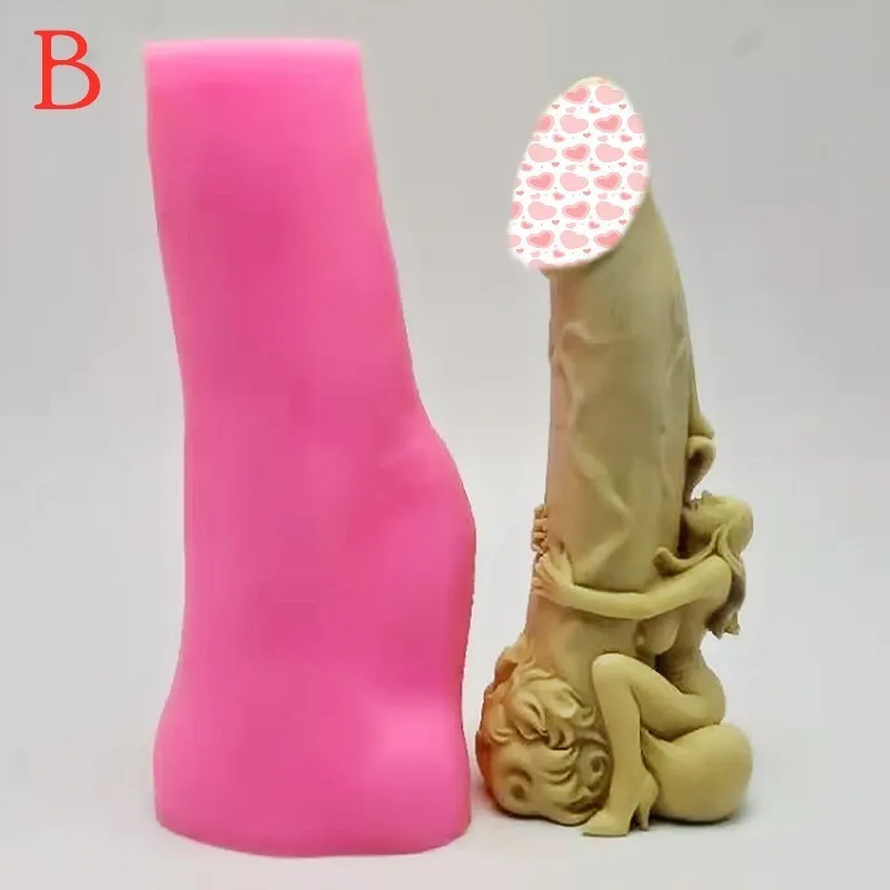 3d creative beauty holding penis silicone mold diy making soap candle kitchen baking sugar chocolate cake decoration tool 220601